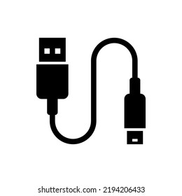 Black USB Cable Icon .Vector Illustration