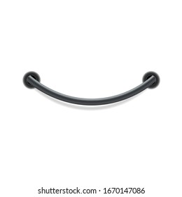 Schwarze USB-Kabel-Drahtseile einzeln auf weißem Hintergrund. Aus zwei Löchern geschlitztes Kabel - realistisches Rahmen- oder Dekordesign, Vektorillustration der Kurvenlinien