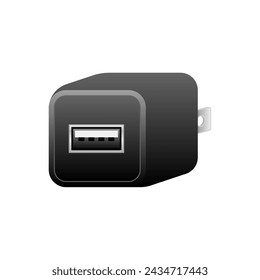 Black USB charger _USB type A 2.0 1 port illustration.