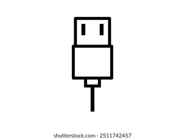 Schwarzes USB-Anschlusskabelsymbol