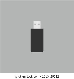 Black usb flash drive flat style design with grey background