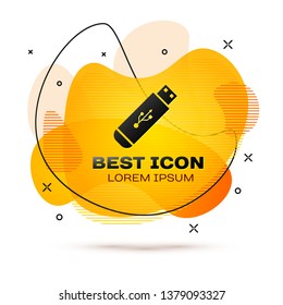 Black USB flash drive icon isolated on white background. Fluid color banner. Vector Illustration
