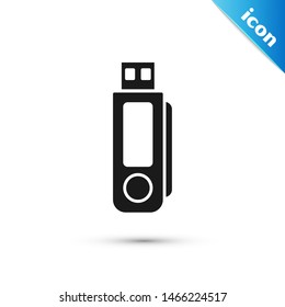 Black USB flash drive icon isolated on white background.  Vector Illustration