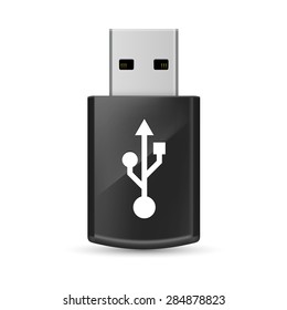 Black USB flash drive isolated on white background