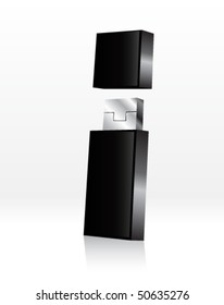 Black USB flash drive on white