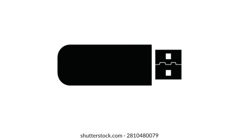 Black usb flash drive silhouette against a white background silhouette flashdrive