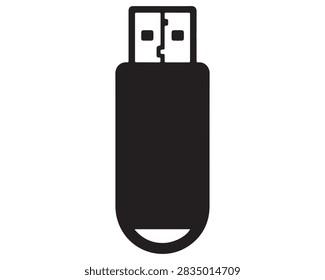 Black usb flash drive storage icon symbol graphic vector illustration with a silhouette of a portable usb flash memory drive