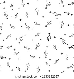 Black USB symbol icon isolated seamless pattern on white background. Usb flash drive symbol.  Vector Illustration