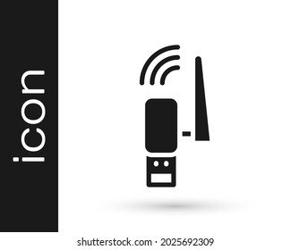 Black Usb wireless adapter icon isolated on white background.  Vector
