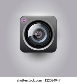 Black user interface camera lens icon