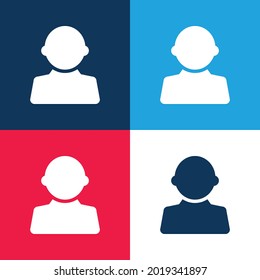 Black User Male Shape blue and red four color minimal icon set