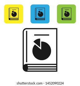 Black User manual icon isolated on white background. User guide book. Instruction sign. Read before use. Set icons colorful square buttons. Vector Illustration