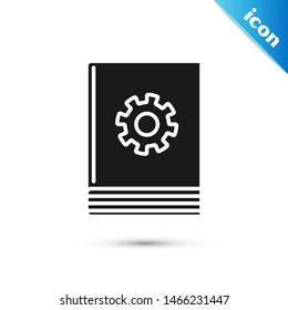 Black User manual icon isolated on white background. User guide book. Instruction sign. Read before use.  Vector Illustration