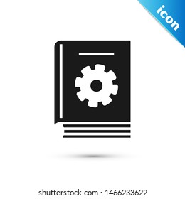 Icono del manual del usuario negro aislado en fondo blanco. Guía del usuario. Signo de instrucción. Leer antes de usar. Ilustración vectorial