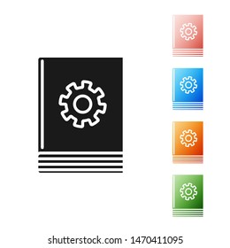 Black User manual icon isolated on white background. User guide book. Instruction sign. Read before use. Set icons colorful. Vector Illustration