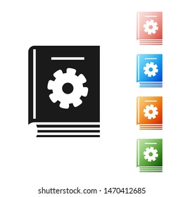 Black User manual icon isolated on white background. User guide book. Instruction sign. Read before use. Set icons colorful. Vector Illustration