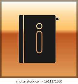 Black User manual icon isolated on gold background. User guide book. Instruction sign. Read before use.  Vector Illustration
