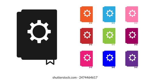 Black User manual icon isolated on white background. User guide book. Instruction sign. Read before use. Set icons colorful. Vector