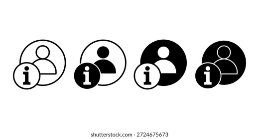 Ícone preto de informações da pessoa do usuário representando detalhes do perfil e a identidade do usuário.