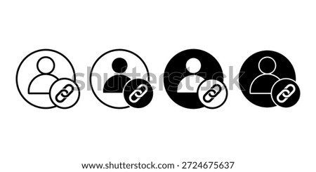 Black user person link icon representing user connection profile linking and network.
