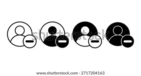 Black user person remove icon representing user removal access control and management.