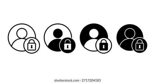 Black user person secure icon representing account protection privacy and safety control.