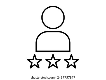 Black user profile icon with star rating