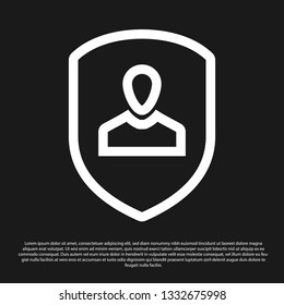 Black User protection icon isolated on black background. Secure user login, password protected, personal data protection, authentication icon. Vector Illustration