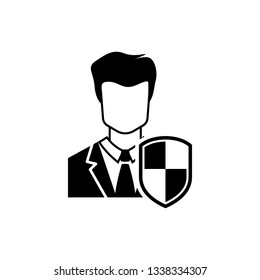 Black User protection icon isolated on white background. Secure user login, password protected, personal data protection, authentication icon. Vector Illustration