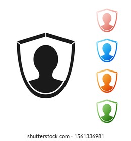 Black User protection icon isolated on white background. Secure user login, password protected, personal data protection, authentication. Set icons colorful. Vector Illustration