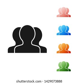 Black Users group icon isolated on white background. Group of people icon. Business avatar symbol - users profile icon. Set icons colorful. Vector Illustration
