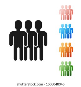 Black Users group icon isolated on white background. Group of people icon. Business avatar symbol - users profile icon. Set icons colorful. Vector Illustration