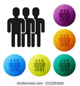 Black Users group icon isolated on white background. Group of people icon. Business avatar symbol - users profile icon. Set icons colorful circle buttons. Vector Illustration