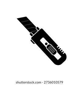 Black utility knife with segmented blade cutter tool
