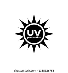 Black UV Protection Icon Isolated On White Background. Ultra Violet Rays Radiation. SPF Sun Sign. Vector Illustration