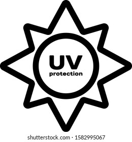 Black UV protection icon isolated on white background. Ultra violet rays radiation. SPF sun sign.  Vector Illustration