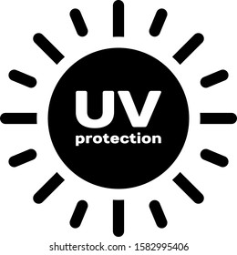Black UV protection icon isolated on white background. Ultra violet rays radiation. SPF sun sign.  Vector Illustration