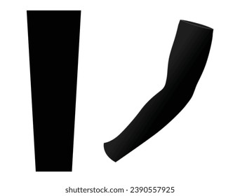 Black UV-Protection Arm Sleeve Template on White Background, Vector File