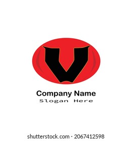 Logo de Black v y círculo rojo sobre un fondo blanco.
