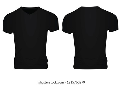 Black V Neck T Shirt. Vector Illustration