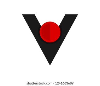 black V red circle logo design