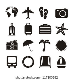 black vacation  icons isolated over white background. vector