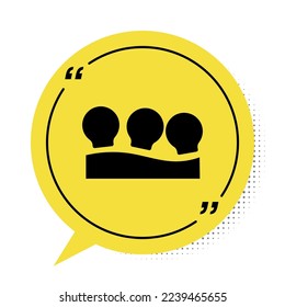 Black Vacuum cans icon isolated on white background. Massage jars for face and body. Medical anticellulite cups. Yellow speech bubble symbol. Vector