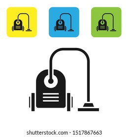 Black Vacuum cleaner icon isolated on white background. Set icons colorful square buttons. Vector Illustration