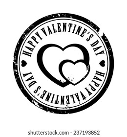Black Valentine stamp with hearts and scraped pattern