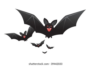 Black vampire bats with fangs