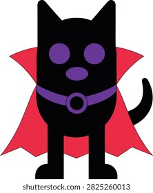 Black vampire dog vector illustration with cape