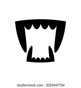 Black Vampire fangs icon sign. Open vampire teeth symbol. Isolated on the white background. Vector illustration.