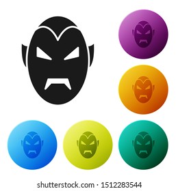 Black Vampire icon isolated on white background. Happy Halloween party. Set icons colorful circle buttons. Vector Illustration