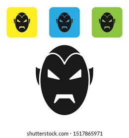 Black Vampire icon isolated on white background. Happy Halloween party. Set icons colorful square buttons. Vector Illustration